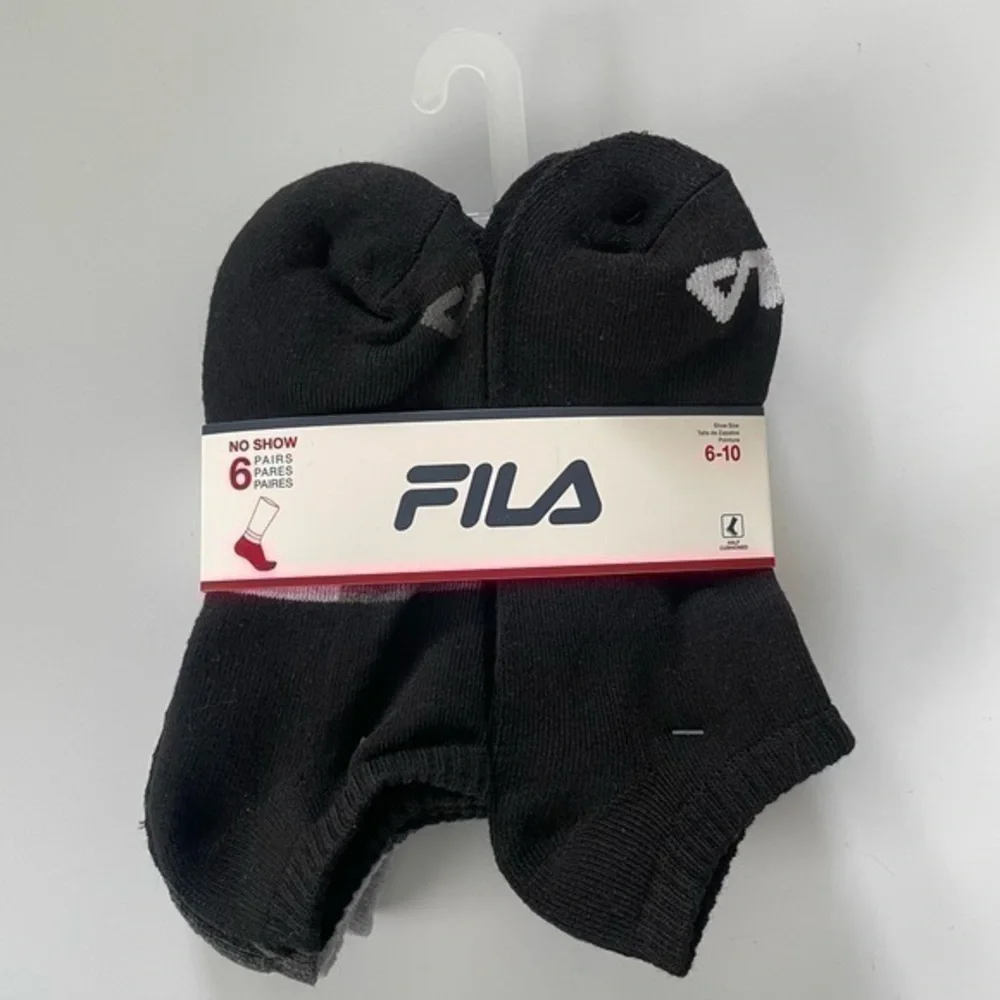 Fila women’s no show socks 6 pairs size 4-10 black gray